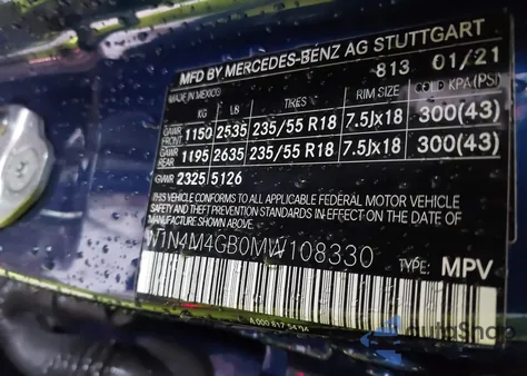 2021 Mercedes-Benz Glb 250 from USA, damaged, VIN W1N4M4GB0MW108330